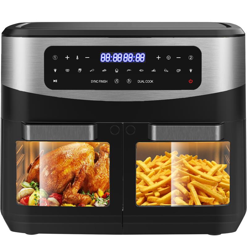 Friteuse à Air XXL BBQ 12L Dual Zone – 2600W Airfryer avec fenêtre