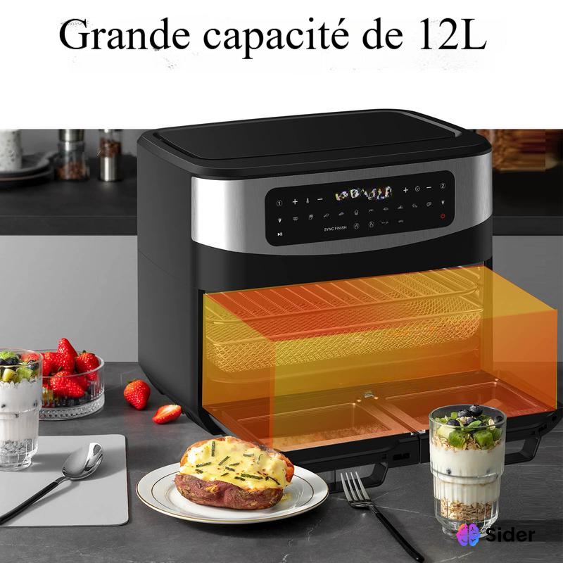 Friteuse à Air XXL BBQ 12L Dual Zone – 2600W Airfryer avec fenêtre