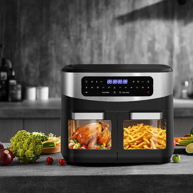 Friteuse à Air XXL BBQ 12L Dual Zone – 2600W Airfryer avec fenêtre