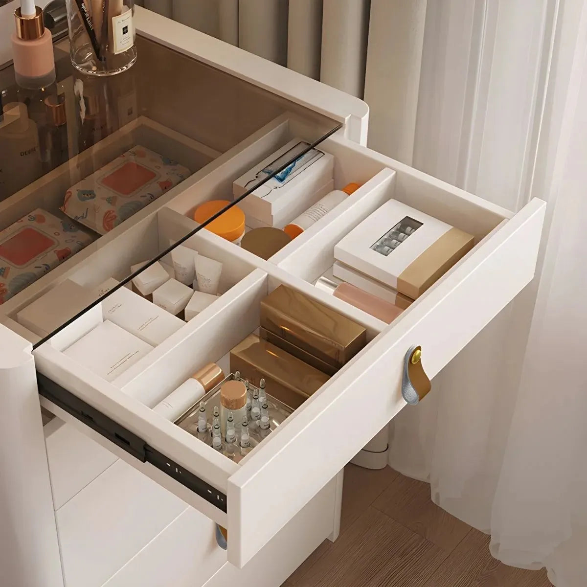 Ivory - Coiffeuse avec miroir pliable