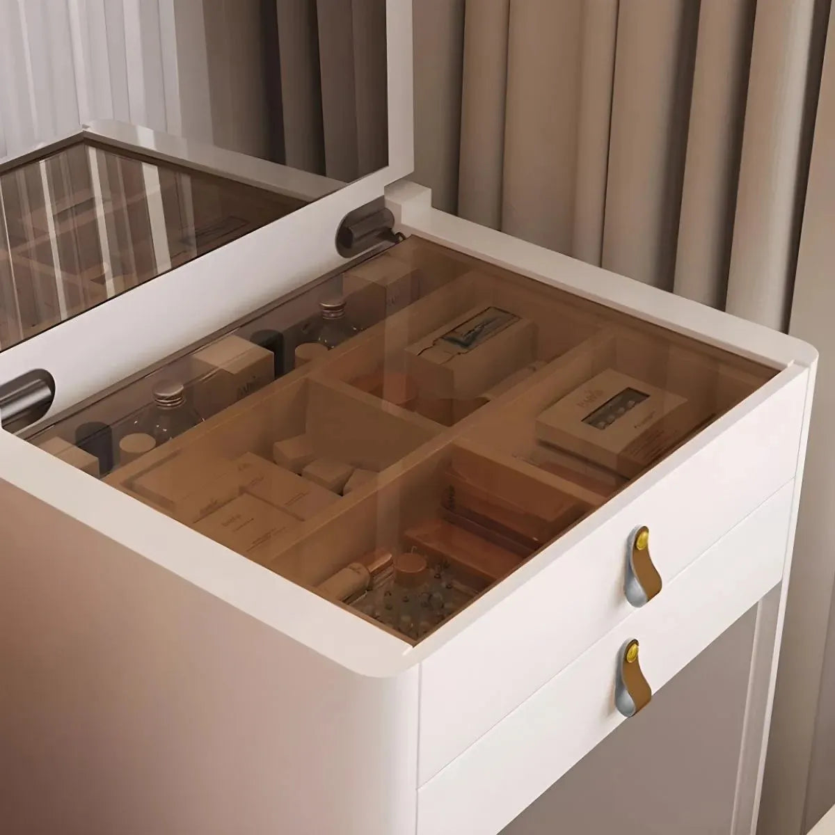 Ivory - Coiffeuse avec miroir pliable