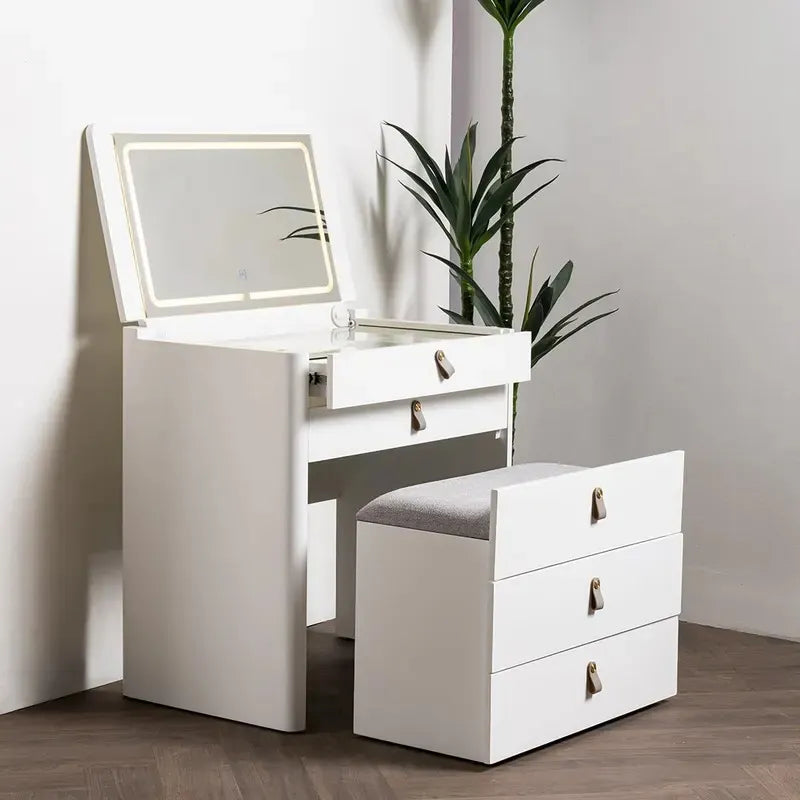 Ivory - Coiffeuse avec miroir pliable