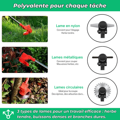 D80 PRO Débroussailleuse Sans Fil Haute Puissance – Coupe d'Herbe, Buissons et Branches Épaisses