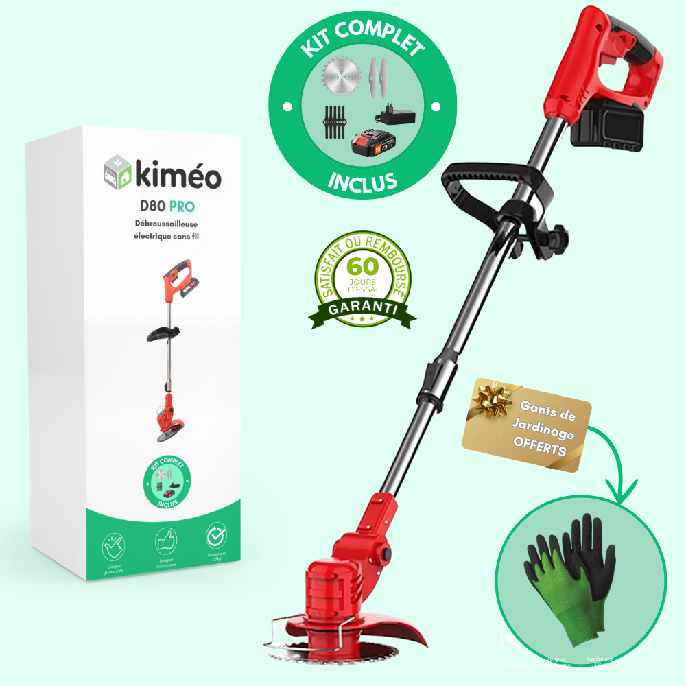 D80 PRO Débroussailleuse Sans Fil Haute Puissance – Coupe d'Herbe, Buissons et Branches Épaisses